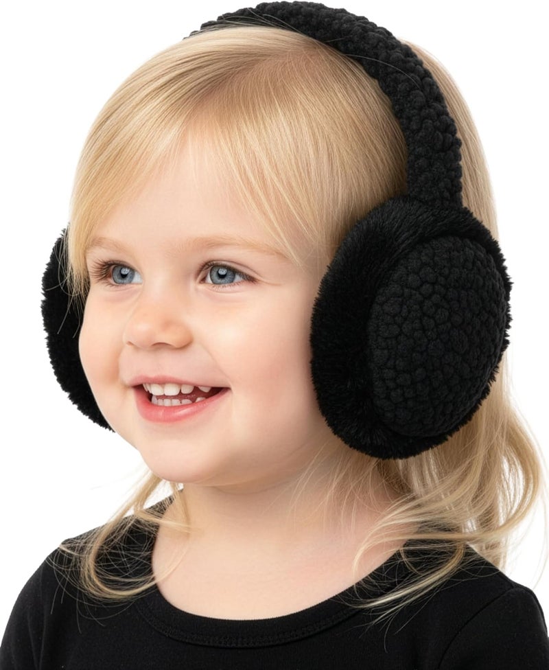 Funky Junque Winter Ear Muffs for Kids Girl Boy Fuzzy Cozy Warm Earmuffs Adjustable Cold Weather Ear Warmer Ages 4-12 - Image 1